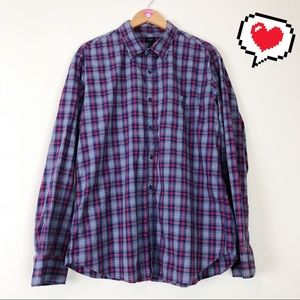 J Crew Mens Button Up Plaid Long Shirt Size XL B69